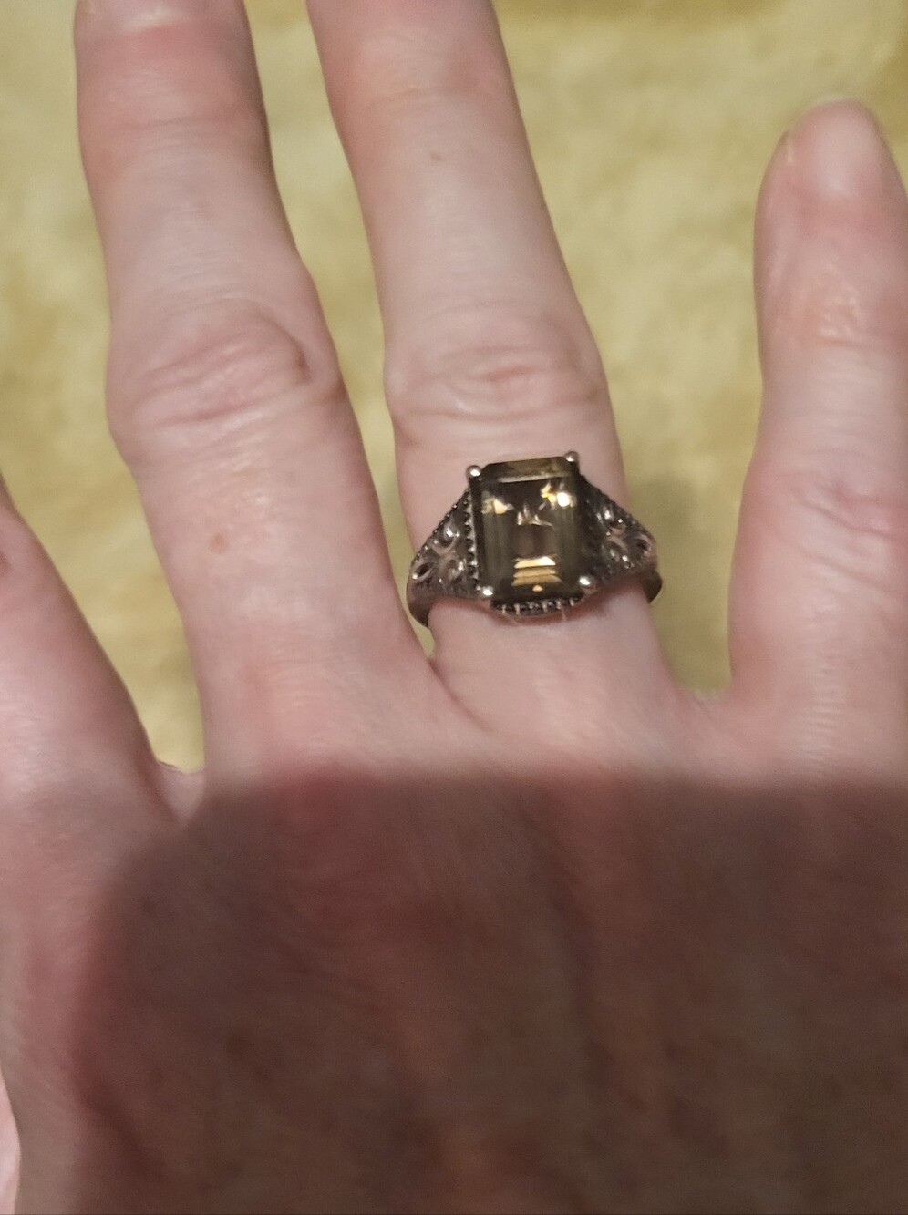 Brazilian Smoky Brown Quartz Ring in Platinum Over Sterling 3.25 Ctw